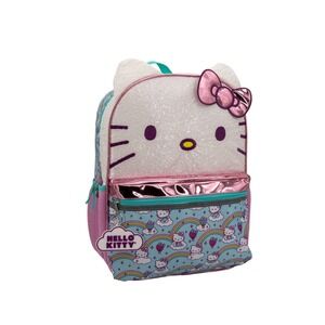 Hello Kitty Backpack Sequin Bow Rainbows Clouds‎ School Bag Girl's